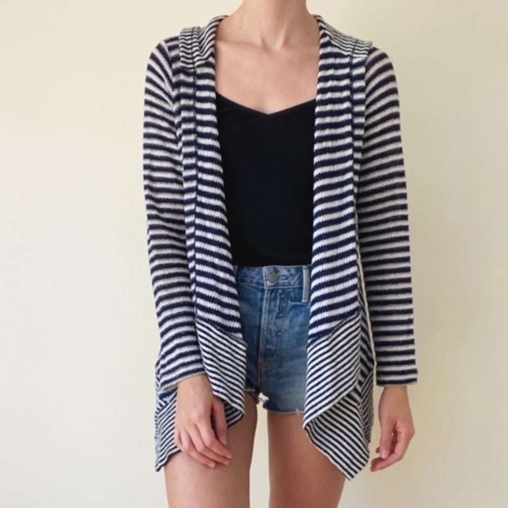 SPLENDID Stripe Hoodie Shawl Sweater